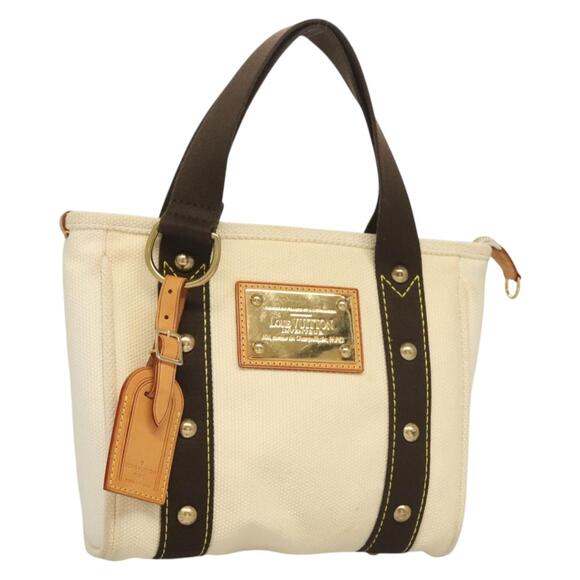 LOUIS VUITTON Antigua Cabas PM Tote Bag White Brown M40036 - Picture 1 of 13